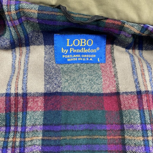 VTG Lobo By Pendleton Jacket Mens Large Beige Full Zip Flannel Lined Thinsulate - Picture 8 of 15